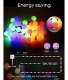 LED Solcelle matteret kugle lyskæde - RGBY, 10m