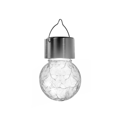 LED havelampe - krakeleret glas, Rustfrit Stål 6500K, solcelle