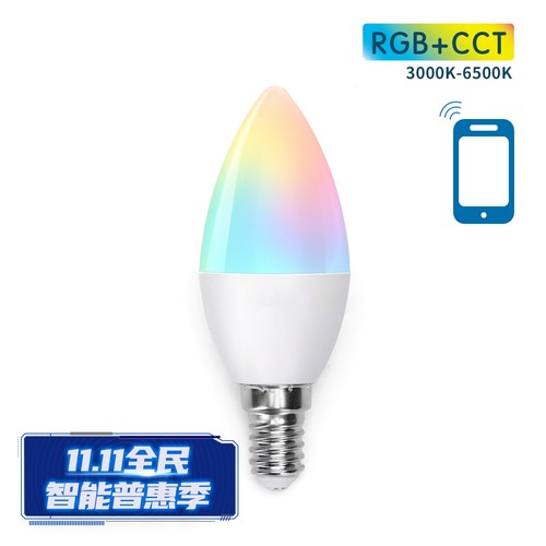 Wi-Fi Smart LED-Pære 5W E14 RGB+CCT - C37