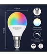 Wi-Fi Smart LED-pære G45 E14 5W RGB+CCT