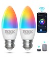 WiFi Smart LED Pære C37 E27 - 7W, RGB+CCT