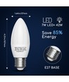 WiFi Smart LED Pære C37 E27 - 7W, RGB+CCT