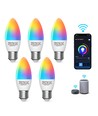 WiFi Smart LED Pære C37 E27 - 7W, RGB+CCT