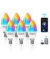 WiFi Smart LED-Pærer C37 E14 5W RGB+CCT, 6-pak