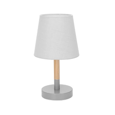 Træbordlampe E14 - 25W - Grå Lampeskærm og Fod - Dobbelt Pakke