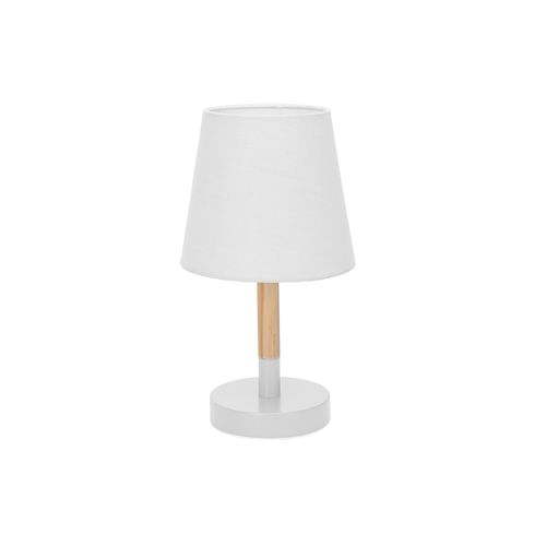 Træ Bordlampe E14 25W - Hvid Skærm & Base, Dobbelt-pakke