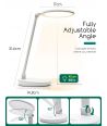 LED Bordlampe - Hvid, 8W, 3000K-6500K (Berøringsdæmpning, USB-opladningsstik, Hukommelsesfunktion)