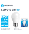 LED A5 G45 Stor Spredning E27 4.9W 6500K