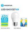 Outlet: LED A5 G45 Stor Spredning E27 4.9W 4000K