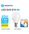 LED A5 G45 Stor Spredning E14 4,9W 3000K - Dobbelt Pakke