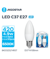 LED A5 C37 E27 4.9W 6500K Dobbelt-Pakke