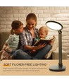 LED Bordlampe - Sort, 8W, 3000K-6500K, Touch-Dæmpning, USB-Opladerstik & Hukommelsesfunktion