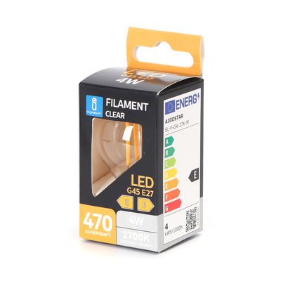 LED Filament pære G45 E27 4W 2700K - Klar - Kulør : Varm