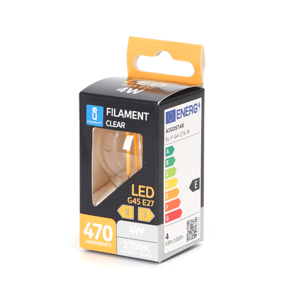 LED Filament pære G45 E27 4W 2700K - Klar