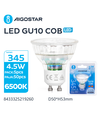 LED A5 GU10 COB 4.5W 6500K Glas