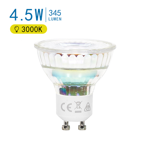 LED A5 GU10 COB 4.5W 3000K Glas