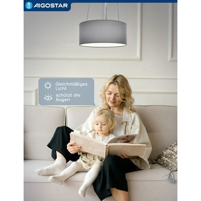 Se Stoflampeskærm Loftslampe D300, E27 - Pære Ikke Inkluderet hos Aigostar.dk