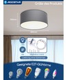 Stoflampeskærm Loftslampe D300, E27 - Pære Ikke Inkluderet