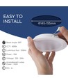 LED E6 Baggrundsbelyst Indbygningsspot 15W 6500K | Udskæring: 145-155mm | Rund | Indbygget/Planmonteret