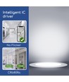 LED E6 Baggrundsbelyst Indbygningsspot 15W 6500K | Udskæring: 145-155mm | Rund | Indbygget/Planmonteret