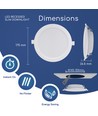 LED E6 Baggrundsbelyst Indbygningsspot 15W 6500K | Udskæring: 145-155mm | Rund | Indbygget/Planmonteret