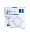 LED E6 Baggrundsbelyst Indbygningsspot 15W 6500K | Udskæring: 145-155mm | Rund | Indbygget/Planmonteret