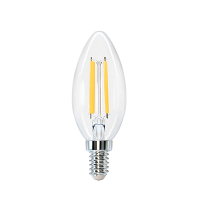 LED Filament pære C35 E14 - 4W, 2700K, Klar - 6 Stk