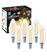 LED Filament pære C35 E14 - 4W, 2700K, Klar - 6 Stk