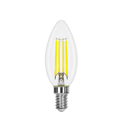 LED Filament pære C35 E14 4W - 6500K Klar - Pakke med 6 stk