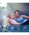 LED Filament pære C35 E14 4W - 6500K Klar - Pakke med 6 stk