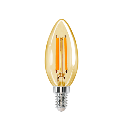 LED Filament pære C35 E14 - 4W, 2200K, Amber - 6 stk. Pak