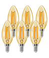 LED Filament pære C35 E14 - 4W, 2200K, Amber - 6 stk. Pak