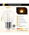 LED Filament pære G45 E27 - 4W, 2700K, Klar, 6-pak