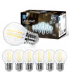 LED Filament pære G45 E27 4W 6500K - Klar, 6 stk.