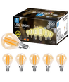 LED Filament pære G45 E14, 4W, 2200K, Amber - Pakke med 6 stk.