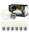 G45 E27 LED-Filament pære, 6W, 6500K, Klar - 6 Stk.