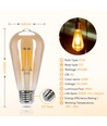 LED Filament pære ST64 E27 - 4W, 2200K Amber - Pakke med 4