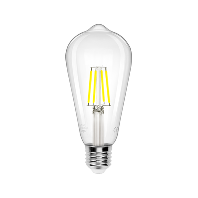 LED Filament pære ST64 E27 4W | 6500K Klar | Pakke med 6 stk - Kulør : Kold