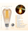 LED Filament pære ST64 E27 8W - 2200K Amber - Pakke med 4 stk