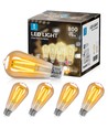 LED Filament pære ST64 E27 8W - 2200K Amber - Pakke med 4 stk