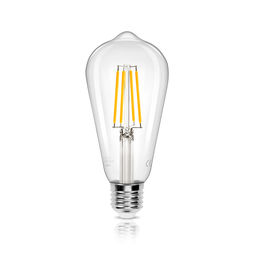 LED Filament pære ST64 E27 8W, 2700K, Klar - 6 stk