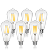 LED Filament pære ST64 E27 8W, 2700K, Klar - 6 stk