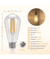 LED Filament pære ST64 E27 8W, 2700K, Klar - 6 stk