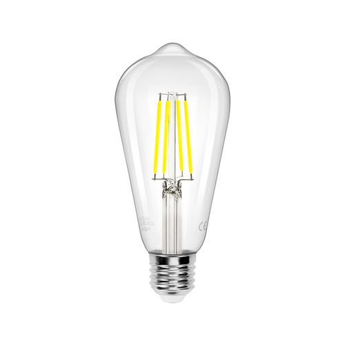 LED-Filament pære ST64 E27, 8W, 6500K, Klar - Pakke med 6 stk.