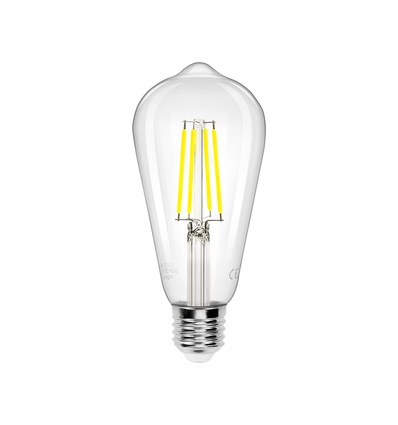 LED-Filament pære ST64 E27, 8W, 6500K, Klar - Pakke med 6 stk.