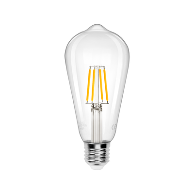 LED Filament pære ST64 E27 6W 2700K Klar - Pakke med 6 stk - Kulør : Varm