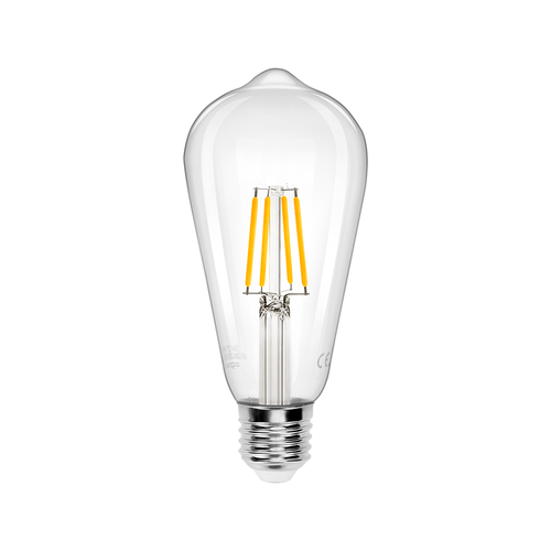 LED Filament pære ST64 E27 6W 2700K Klar - Pakke med 6 stk