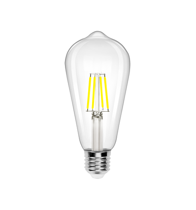 LED-Filament pære ST64 E27 - 6W | 6500K | Klar | 6 Stk.