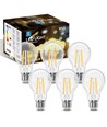 LED Filament pære A60 E27, 8W, 2700K, Klar - 6 Stk.