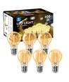 LED Filament pære A60 E27 - 6W, 2200K, Amber - Pakke med 6 stk.